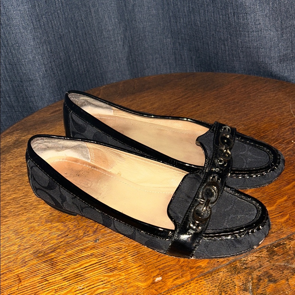 Coach Eloise Logo Black Loafers Size 7.5 B